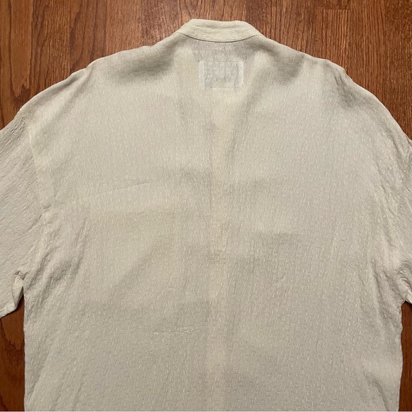 Cafe Styled in Italy ivory textured long sleeve button up shirt size L - Picture 10 of 16